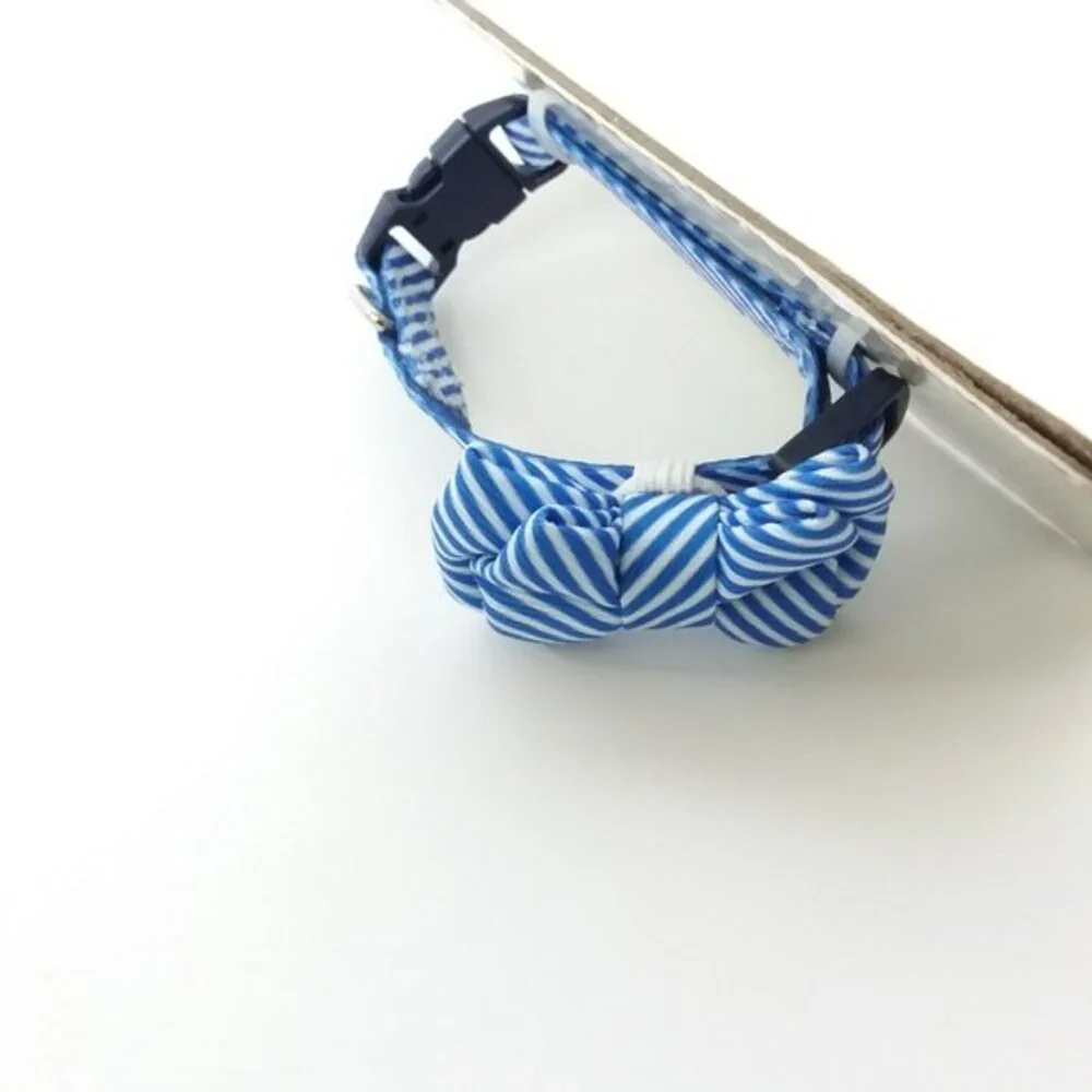 Dog Pet Collar Blue & White Stripe XS